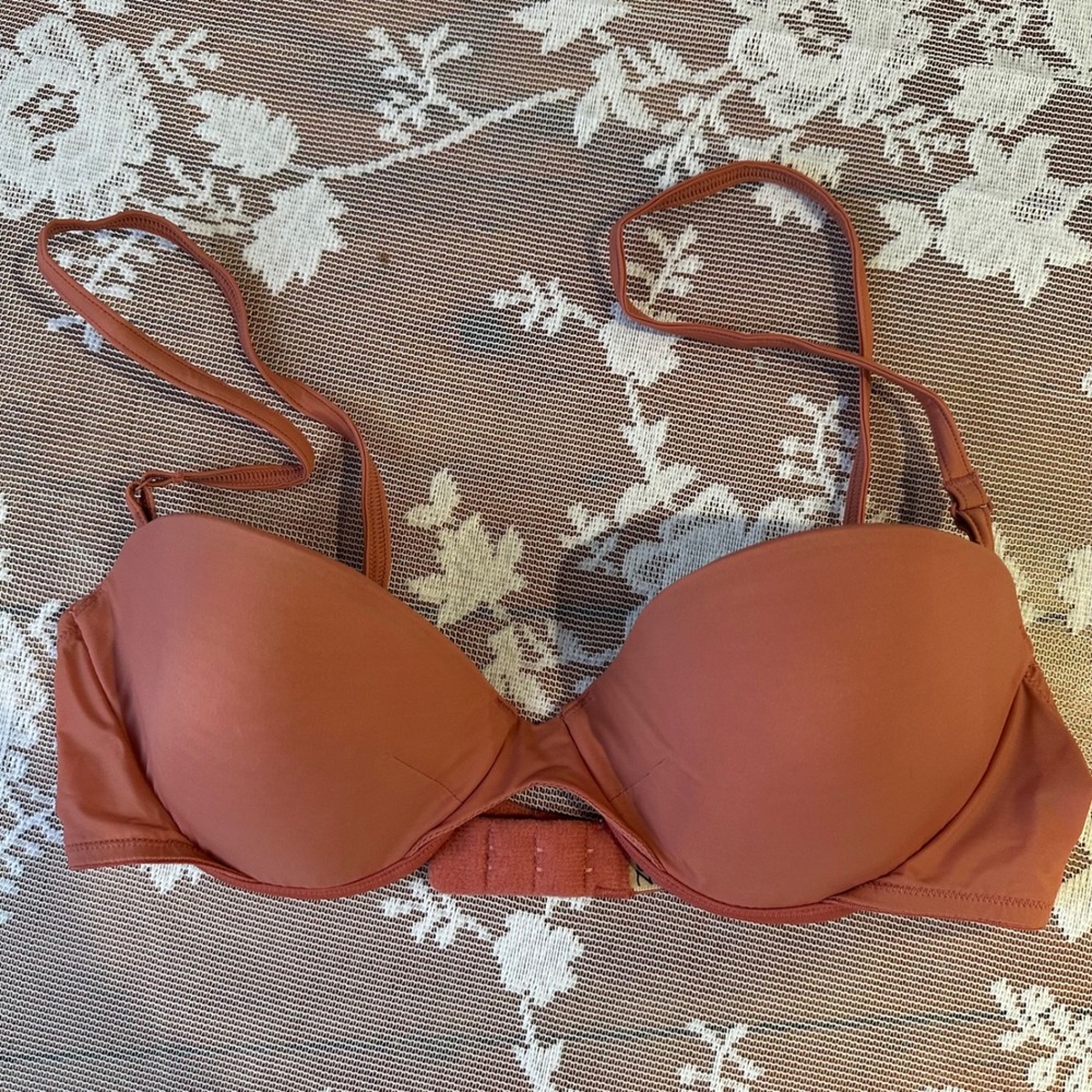 Zoe San Francisco Pink Underwire Bra 32B Adjustable Straps Push Up‎ Bikini Top